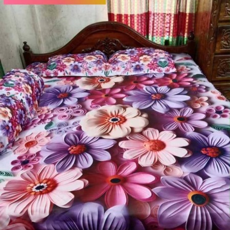 প্রিমিয়াম কিং সাইজ 3D ডিজাইনের বিছানার চাদর 551
